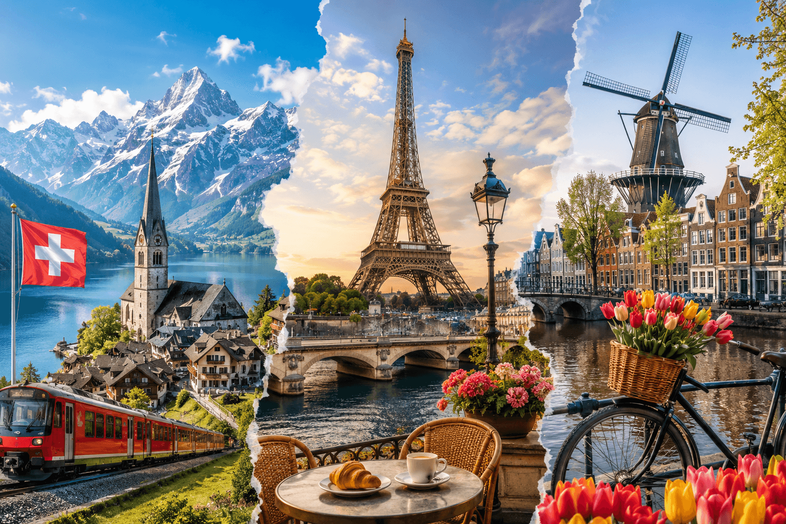 Switzerland, France, and Netherlands